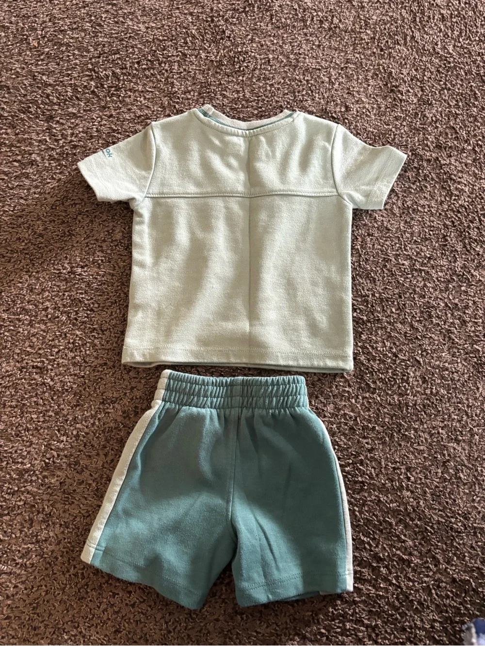 Reebok Kids Sage Green Pocket Tee & Teal Panel Shorts Set